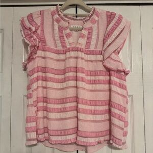 THML pink ruffle top